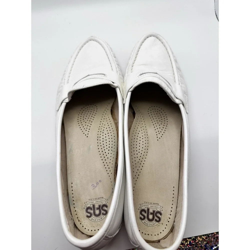 SAS Womens Wink Penny Loafers White Comfort‎ Leather Shoes, size US 8.5 M
